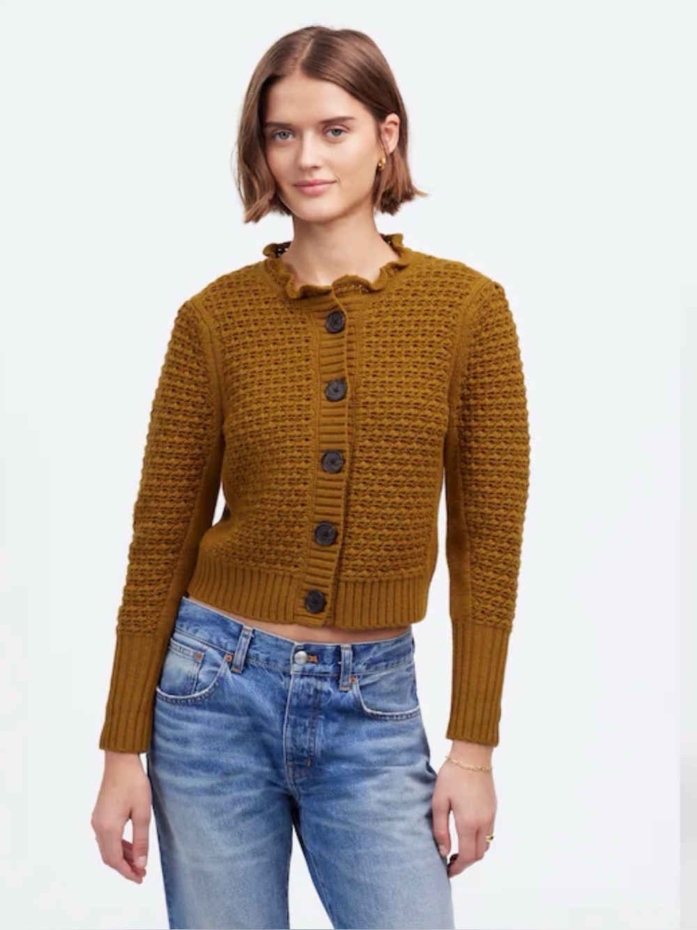 Madewell Scalloped Merino Wool Blend Cardigan